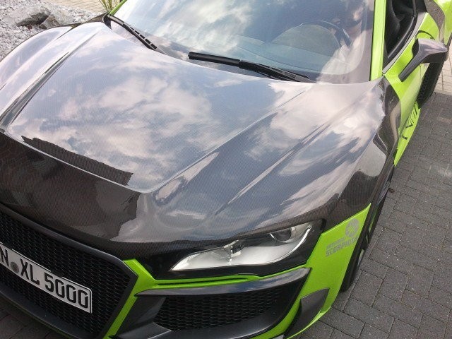Audi R8 front hood visible carbon