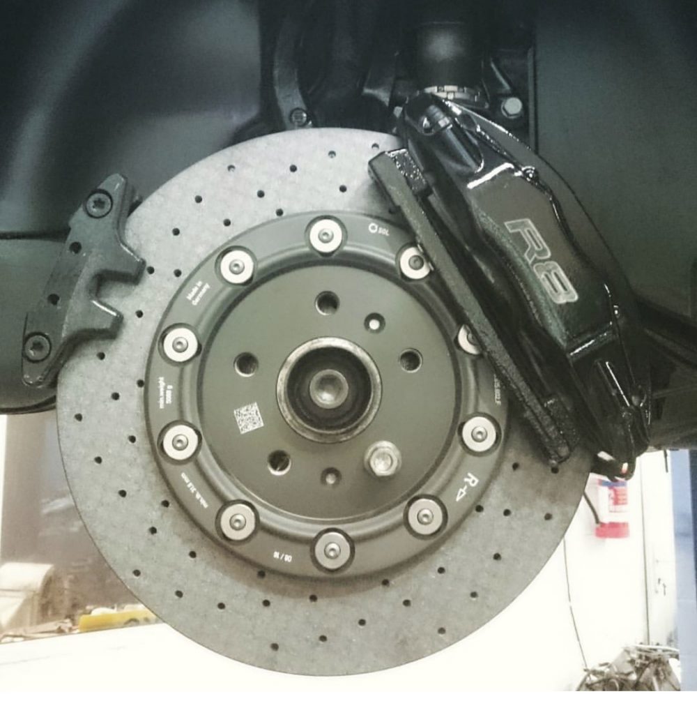 B7 RS4 Twin Rear caliper adapters for R8 4 pot caliper and R8 handbrake